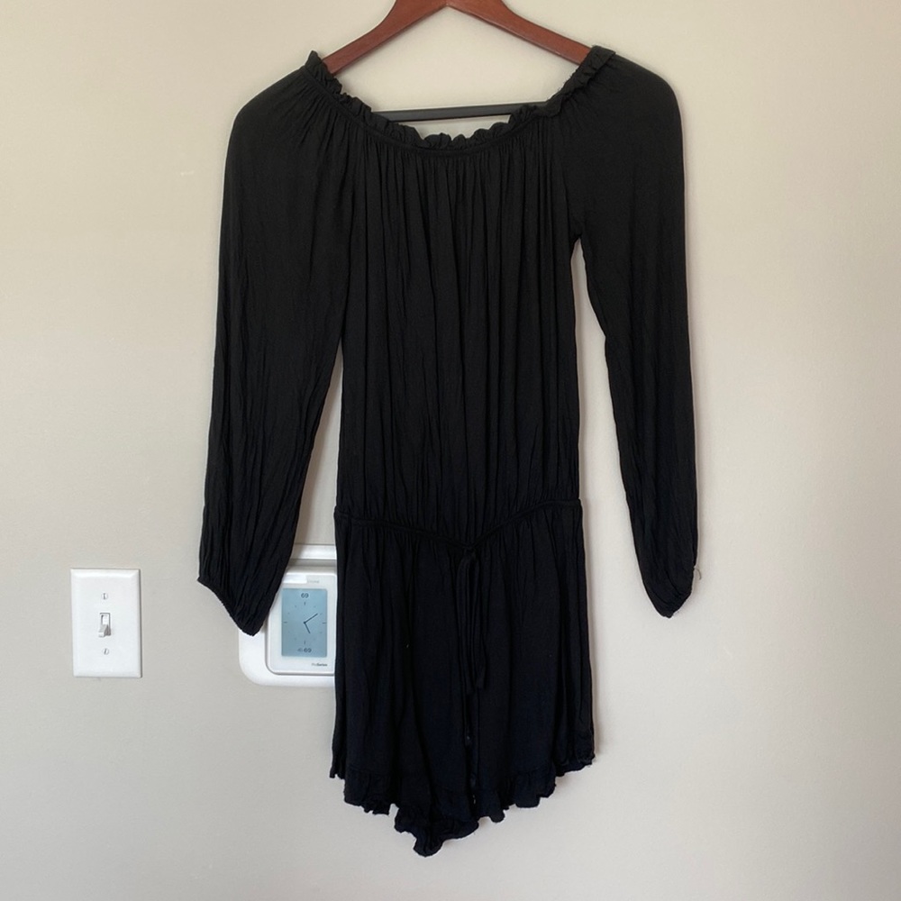 Black over the shoulder romper